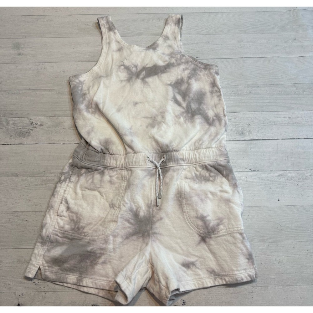 Athleta Girl grey white shorts romper XL 14